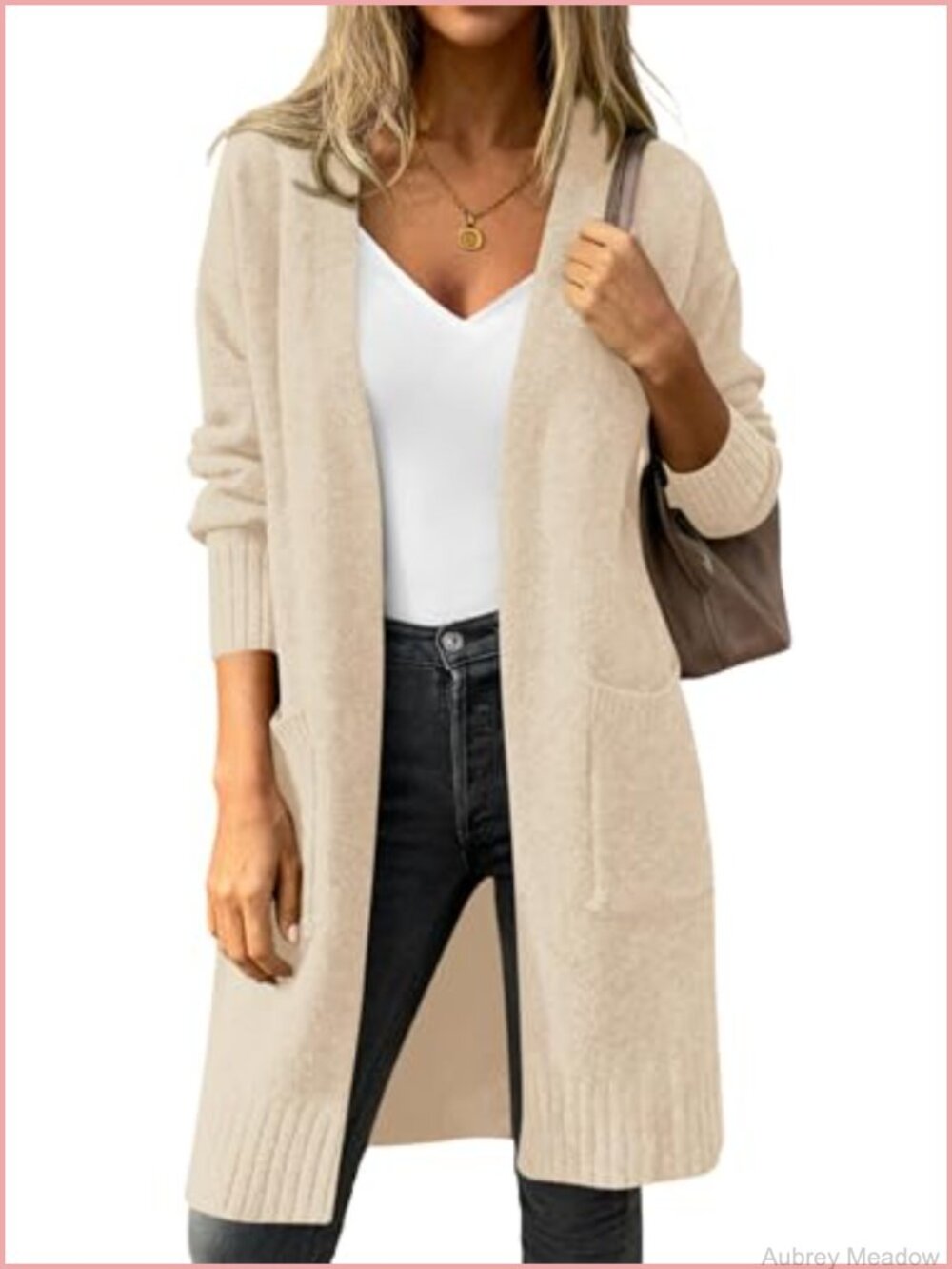 Oversized Open Front Long Knit Cardigan Viscose Blend Lightweight